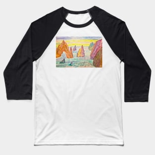 Seascape with colourful rock Baseball T-Shirt